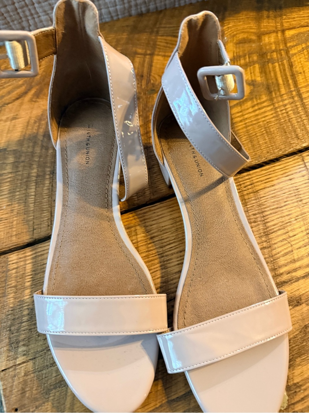14th & Union Light Nude Patent Ankle-Strap Sandals